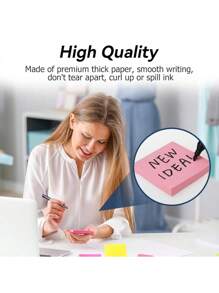 SHEIN Notas adhesivas 3x3, blocs de notas autoadhesivos en tonos pastel, fáciles de colocar, aptos para uso doméstico, oficina y escuela, 1/5 de bloque (100 hojas/bloque)