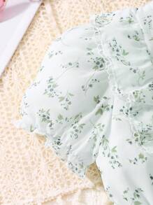 Váy tay bồng họa tiết hoa voan mùa hè cho bé gái - trắng - Xem 4