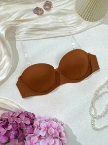 1/2 Cup Push-Up, Comfortable & Fashionable Basic Style Ladies Bra - Camel - View 3