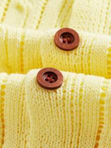 ROMWE MEN Prep Cárdigan casual de punto de manga larga y abotonadura sencilla para hombre, detalles de diseño, otoño