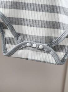 婴儿夏季连体衣，可爱婴儿Polo衫，休闲百搭婴儿服装 - 灰色 - 查看 6