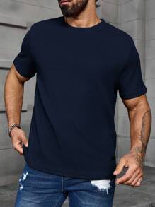 Manfinity Homme 夏季大码男士休闲纯色圆领短袖T恤