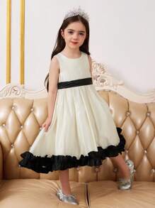 Dazy Kids Girls Sleeveless Round Neck Dress Summer - Black and White - View 6