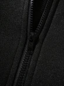 SHEIN Stylish Tween Boys Black Jacket And Pants Combo With Regular Sleeves And Classic Fit Tracksuit Sweatsuit Fall Winter