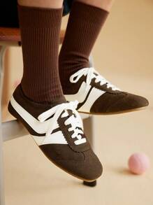 CUCCOO EASI Brown Suede Flat Women's Casual Sneakers - Coffee Brown - View 6