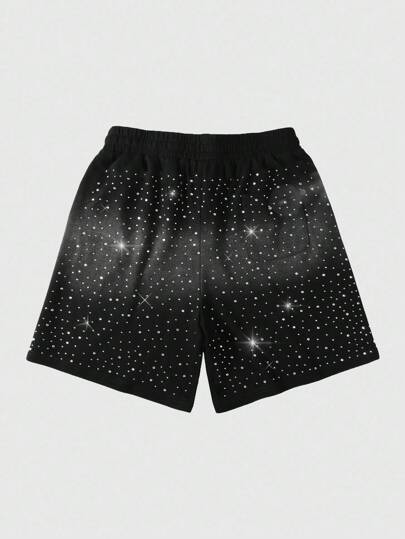 Street Life Pantalones cortos de hombre con cintura con cordón, bolsillo y estampado de lentejuelas con diseño de caballos