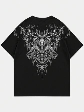 Street Life Camiseta de manga corta con cuello redondo y estampado gráfico de estilo oscuro Y2K para hombre, de verano