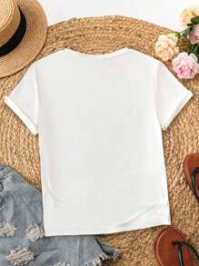 INAWLY Women Regular Simple Fashion T-Shirt, Suitable For Summer - White - View 2