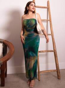 Lupita Cardoza Váy Maxi Ống Xẻ Đùi Ruched Tie Dye Trang Phục Cho Nữ - Nhiều màu - Xem 1