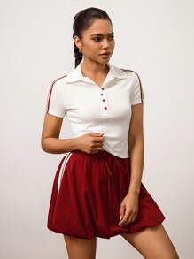 Hanevo 2 Stücke/Set Damen 2025 Sommer Polo Shirt und Volant-Saum Rock Set