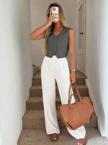 Easowa Áo vest xám/Áo khoác mỏng, Áo sơ mi công sở nữ - Xám - Xem 4