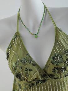 Zolique 蓝色亮片装饰浪漫吊带背心，适合夏季海滩度假，绿色亮片上衣，露背上衣，女士夏季上衣，绿色露背上衣，亮片露背上衣，女士露背上衣 - 綠色 - 查看 5