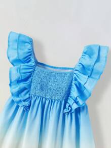 Maija Kids Maija Kids 年轻女孩花卉印花方领盖袖连衣裙 - 藍色 - 查看 5