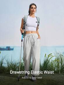 In My Nature Women's Solid Color Drawstring Waist Loose Casual Outdoor Sweatpants ,Women's Fall & Winter Outdoor Pants