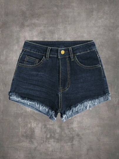 Grunge Punk Shorts vaqueros vintage sexy con dobladillo descosido y desgastado, mini shorts vaqueros para mujer