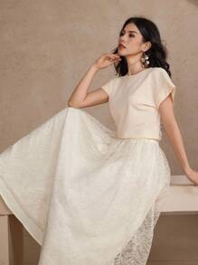 DAZY 2pcs Women's Elegant T-Shirt And Skirt Set, Summer - Pink - View 6