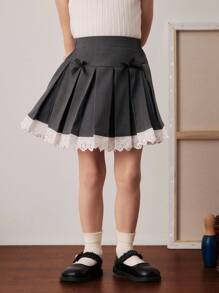 PrepCrw 少女学院风蝴蝶结百褶迷你裙 - 彩色 - 查看 5