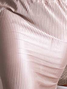 Lupita Cardoza Conjunto De 2 Piezas De Chaleco Con Cuello Levantado De Tela Plisada Lisa + Falda De Sirena Caqui Para Mujer