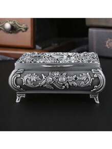 1 قطعة صندوق مجوهرات، مربع، قلب، سداسي، حاوية لتخزين الخواتم والأقراط والاكسسوارات، قطعة ديكورية بطراز قصري أوروبي رجعي