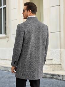 Manfinity VCAY Hombres Abrigo con botón - Gris - Ver 2