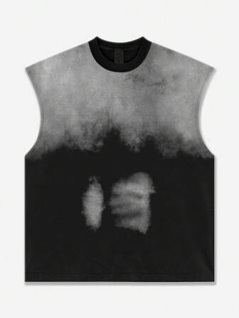 Grunge Punk Camiseta de tirantes de cuello redondo informal y holgada con efecto tie-dye para hombres en verano
