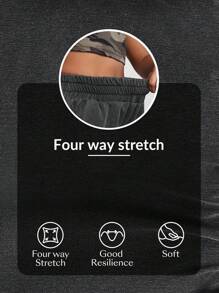 SHEIN Essnce Short vaquero de cintura elástica casual de verano para mujer con bolsillo diagonal - Azul - Ver 7