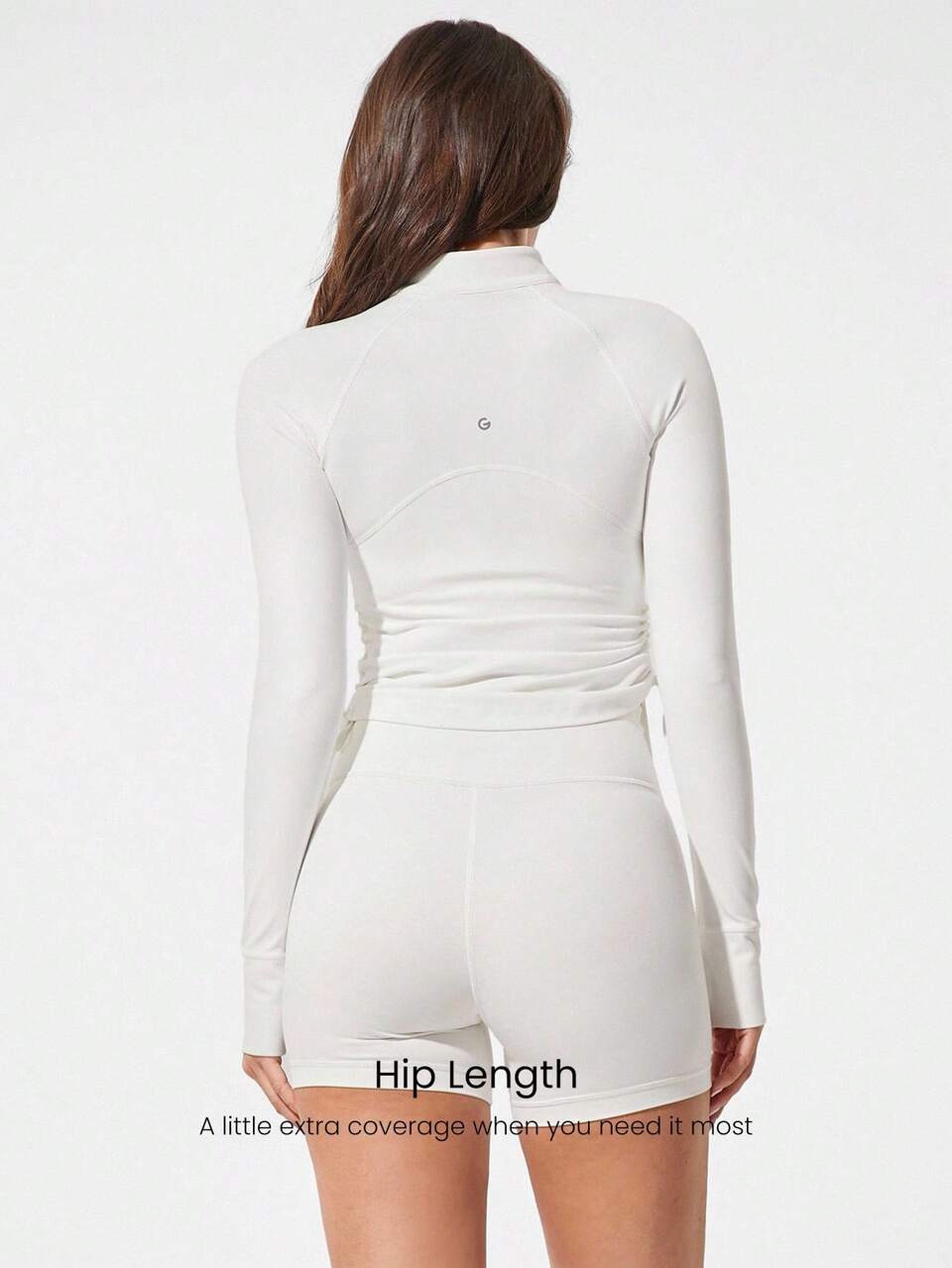 FeatherFit™ Cool Contour Sweat-Wicking Stretchy Side Drawstring Slim Fit Jacket With Thumbholes Zipper Guard Low-Impact Yoga Pilates Barre Studio Daily Casual Wear
