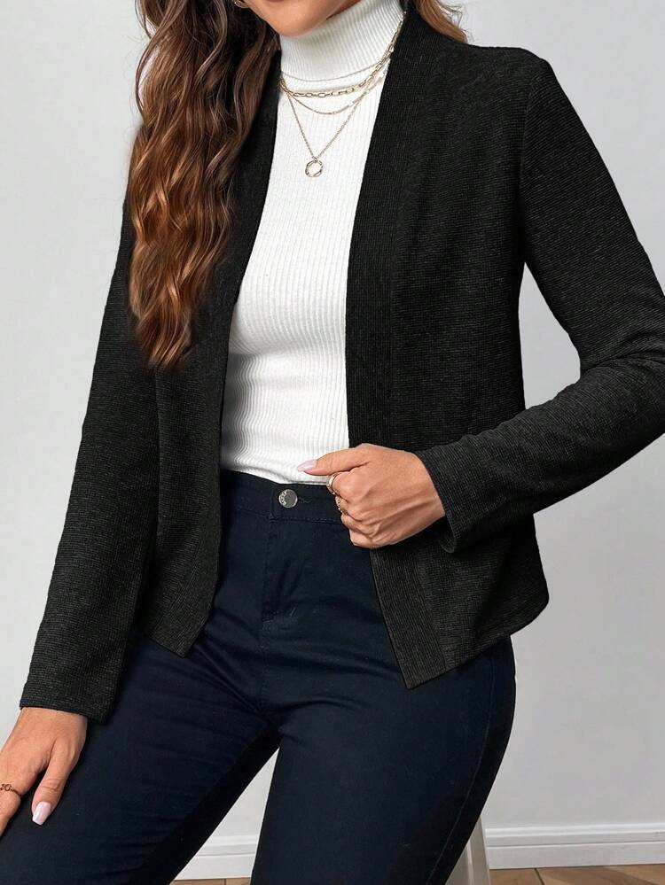 Plus Size Women's Casual Fitted Long Sleeve Zip-Up Jacket Fall,Winter,Office,Back To School,Teacher Autumn