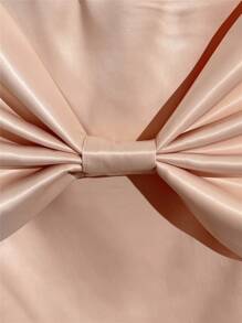 Damen einfarbiger Rock mit Reißverschluss hinten und Schleifenakzent, modisch - Aprikosenfarben - Übersicht 3