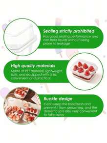 SHEIN 50 个带盖透明水果和甜点容器 - 防漏、密封、轻便、保鲜盒 - 非常适合圣诞节、新年和派对用品，无需电力或电池 - 彩色 - 查看 4