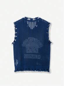 Manfinity EMRG 休闲时尚字母数字镂空图案男士毛衣背心