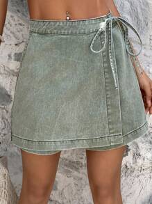 DAZY Shorts de mezclilla con estilo casual de atar para mujer en verano