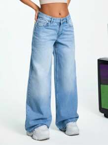 EURMUSE Jeans amples à taille basse, avec poches, style ample et décontracté, polyvalents pour les femmes