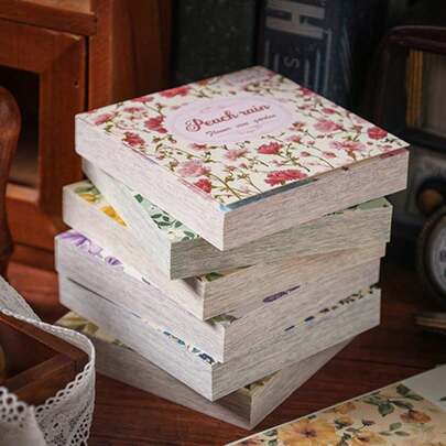 100pcs Mysterious Flower Vine Garden Hand Account Material Book Material Paper Non-Stick 100 Sheets Non-Repeated Creative Vintage Floral Decoration Stickers Non-Stick Hand Account Material Paper Tearable Writing Paper Material Paper