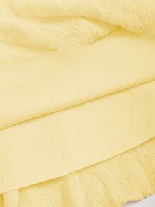 Sweetra Women's Spring/Summer European & American Style Lace Ruffle Camisole Top And Pleated Mini Skirt Set, Versatile For Casual, Holiday, Daily Wear - Yellow - View 4