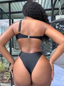 Alexandranx Traje de baño de una pieza con calado para vacaciones de playa de moda en verano