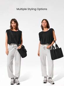 GLOWMODE 14L Ready Or Not Adjustable Strap Crossbody Square Tote Bag Daily Casual Leisure Wear Fall Winter - Black - View 3