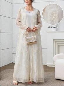 Yasmyna 女士刺绣素雅长袍，适合春夏季
