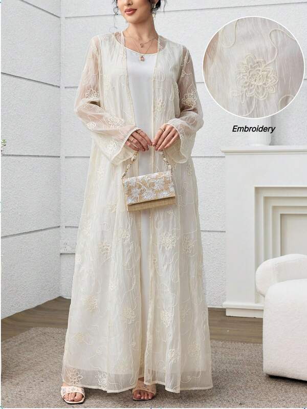 Yasmyna Women's Embroidered Modest Elegant Abaya Robe, Suitable For Spring/Summer Abayas Dubai