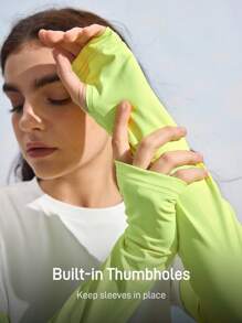 SHEIN In My Nature Women Casual Outdoor Round Neck Long Sleeve 2 In 1 T-Shirt - White - View 14