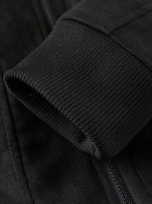 Manfinity Homme 男士长袖羊羔绒外套，泰迪领，男士冬季外套，黑色，秋季