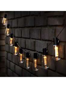 LED Solar String Light IP65 Waterproof Outdoor Christmas Decoration Bulb, Retro Holiday Wreath, Suitable For Courtyard, Camping, Holiday, Wedding And Party Decoration Light String. - Yellow - View 5