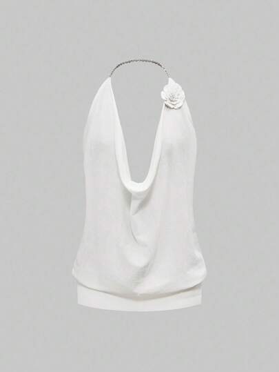 Fairycore Y2K Floral 3D Faux Pearl Chain Knitted Sweater, Versatile