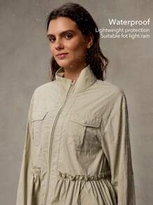 OutZeal 轻便防水立领风衣户外夹克徒步露营 - 綠色 - 查看 3