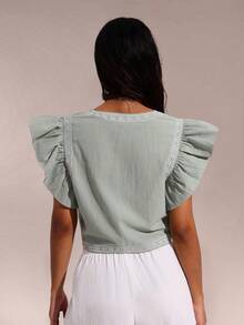 SHEIN Forever 21 Spring New Arrival Cap Sleeve Embroidered Vacation Beachwear Tank Top For Women - Green - View 2