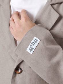 SUMWON 夏季婚礼特殊场合西装外套长裤正式服装时尚休闲优雅缺口翻领纽扣前襟天然亚麻风格 - 灰色 - 查看 5