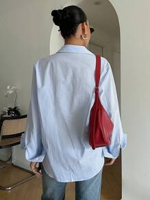 DAZY Camisa de mujer de manga larga a rayas, de moda y apropiada para el verano