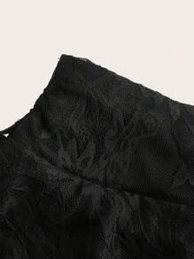 SHEIN MOD Women's Casual Drawstring Waist Bowknot Ruffle Lace Fabric Double Layer Skirt, Suitable For Daily Wear Chic Dress