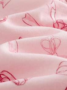 Cozy Pixies 女婴舒适睡衣套装，蝴蝶结印花柔软针织圆领长袖上衣和松紧腰长裤 - 彩色 - 查看 4