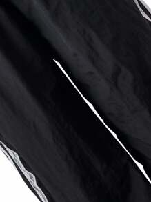 Genkimix 青少年女孩撞色蕾丝休闲运动直筒裤 - 黑色 - 查看 5